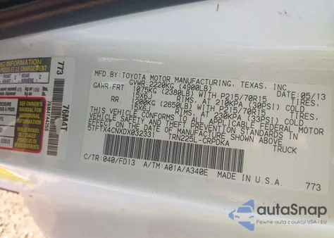 2013 Toyota Tacoma from USA, damaged, VIN 5TFTX4CNXDX032331